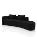 Ver imagem 1 de Sofá Curvo Decorativo Kimiko 327cm 4 Lugares Sala de Estar com Chaise Veludo Preto G52 - Gran Belo