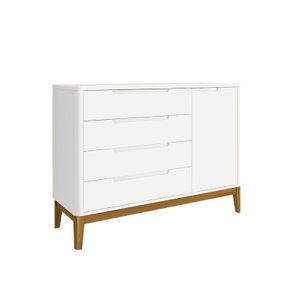 Cômoda com Porta e 4 Gavetas Boom Branco Fosco Reller