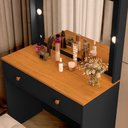 Ver imagem 3 de Penteadeira Livia com 2 Gavetas Luz de Led e Banqueta Preto/nature