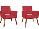 Ver imagem 1 de Kit 2 Poltronas Decorativa Camila Suede Vermelho Pés Madeira Ms Decor
