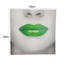 Ver imagem 2 de Quadro Boca Batom Verde Moldura 40x40 Textura Pop Lipstick Sala Quarto Recepçao Enfeite Decoraçao