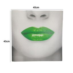 Quadro Boca Batom Verde Moldura 40x40 Textura Pop Lipstick Sala Quarto Recepçao Enfeite Decoraçao - 2
