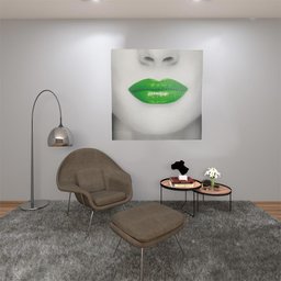 Quadro Boca Batom Verde Moldura 40x40 Textura Pop Lipstick Sala Quarto Recepçao Enfeite Decoraçao - 3