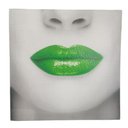 Ver imagem 1 de Quadro Boca Batom Verde Moldura 40x40 Textura Pop Lipstick Sala Quarto Recepçao Enfeite Decoraçao