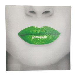 Quadro Boca Batom Verde Moldura 40x40 Textura Pop Lipstick Sala Quarto Recepçao Enfeite Decoraçao - 1