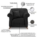 Ver imagem 7 de Kit 2 Poltronas e Sofá Living 2 Lugares 1,80m Vênus Veludo Preto Pés Castanho - Pallazio