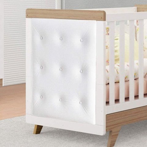 Kit Capitonê 2 Peças Berço Retrô Branco/Corino