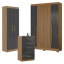 Ver imagem 1 de Guarda Roupa Casal 2030240 com Armário Multiuso 2000191 e Cômoda 2014140 Atacama Grafite - Aramóveis