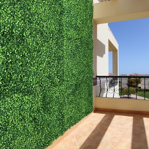 Kit 18 Painéis Artificiais para Muro Verde com Buxinho Premium e Proteção UV