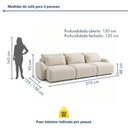 Ver imagem 3 de Sofá Cama Modular Orgânico Retrátil 4 Lugares 270cm Base Madeira Maciça Oxford