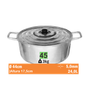Ver imagem 1 de Cacarola Aluminio Batido Nr 45 Aluminio Jalice 1-01-45