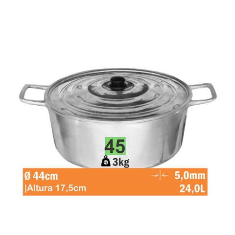 Cacarola Aluminio Batido Nr 45 Aluminio Jalice 1-01-45