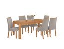 Ver imagem 1 de Conjunto Sala de Jantar Mesa Athenas 180 Tampo no Glass com 6 Cadeiras Apogeu - Lopas Amendoa Clean