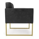 Ver imagem 4 de Kit 2 Poltronas Elisa Corano Preto Base Metálica Industrial Dourado - D'Rossi