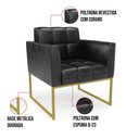 Ver imagem 7 de Kit 2 Poltronas Elisa Corano Preto Base Metálica Industrial Dourado - D'Rossi