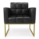 Ver imagem 5 de Kit 2 Poltronas Elisa Corano Preto Base Metálica Industrial Dourado - D'Rossi