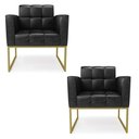 Ver imagem 1 de Kit 2 Poltronas Elisa Corano Preto Base Metálica Industrial Dourado - D'Rossi
