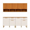 Ver imagem 2 de Cozinha Modulada Compacta 4 Peças 8 Portas e 2 Gavetas 200cm 100% MDF Viena Espresso Móveis Bege/Canela/Off White