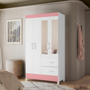 Ver imagem 1 de Guarda Roupa Ayla 4 Portas com Espelho Branco Rosa