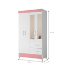 Ver imagem 3 de Guarda Roupa Ayla 4 Portas com Espelho Branco Rosa