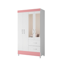 Ver imagem 2 de Guarda Roupa Ayla 4 Portas com Espelho Branco Rosa