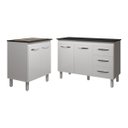 Ver imagem 1 de Balcão para Cooktop 4 Bocas Fran Branco e Armário Bruna 118 Cm Cozinha Gabinete Branco com Tampo Tam