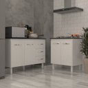 Ver imagem 2 de Balcão para Cooktop 4 Bocas Fran Branco e Armário Bruna 118 Cm Cozinha Gabinete Branco com Tampo Tam