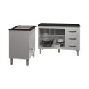 Ver imagem 4 de Balcão para Cooktop 4 Bocas Fran Branco e Armário Bruna 118 Cm Cozinha Gabinete Branco com Tampo Tam