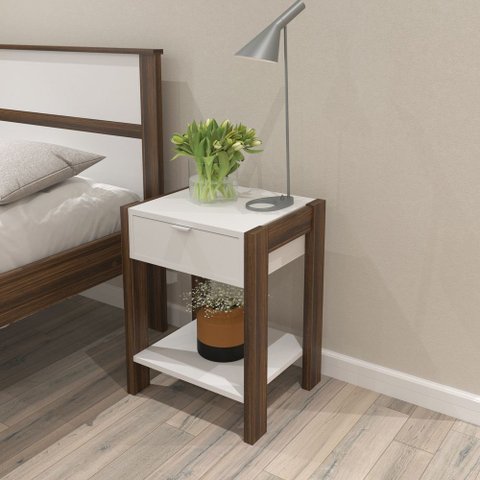 Mesa de Cabeceira 1 Gaveta Branco