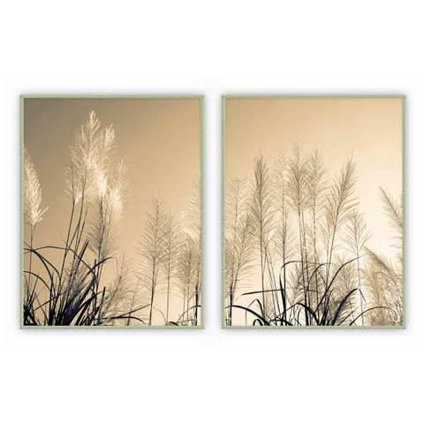 kit com 2 Quadros Decorativos Florais com Moldura e Vidro para Sala Quarto Escritório 42x52 - Art. Q