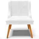 Ver imagem 6 de Kit 3 Cadeiras Decorativas Sala de Jantar Pés Palito de Madeira Pu Branco Brilho/natural