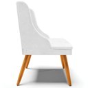 Ver imagem 4 de Kit 3 Cadeiras Decorativas Sala de Jantar Pés Palito de Madeira Pu Branco Brilho/natural