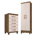 Ver imagem 1 de Kit Cômoda 5 Gavetas Porto Belo Com Multiuso Cairo 2 Portas Teka Champanhe Clique Chique