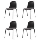Ver imagem 1 de Kit 4 Cadeiras Bilbao Fratini Encosto Polipropileno Preto Assento Almofada Cinza Base Aço Preto