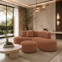 Ver imagem 2 de Sofá Curvo Virgínia 2,5m em Bouclé Moscow Design Orgânico com Puff e Almofadas