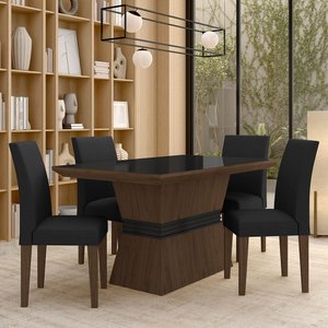 Mesa com 4 Cadeiras 1,36 Versalhes Imb/preto/preto - Móveis Arapongas Imbuia/preto/preto 06