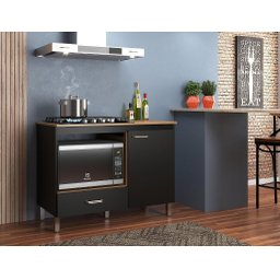 Balcão para cooktop 1 porta - Roma preto - 1