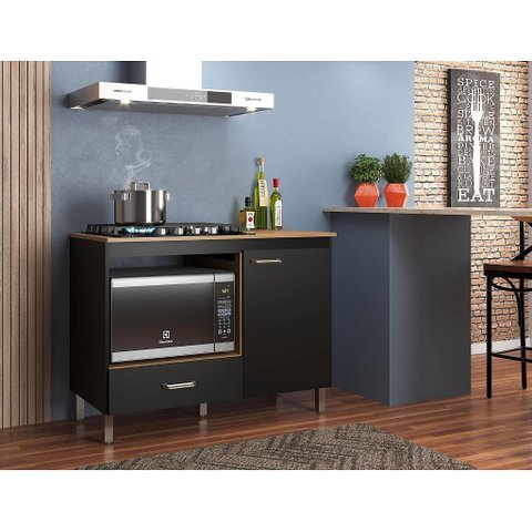 Balcão para cooktop 1 porta - Roma preto