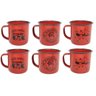 Jogo Caneca Esmaltada Ágata Vermelho Decor Natal 150ml 6 Unidades - Magizi - 1
