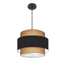 Ver imagem 1 de Lustre para Sala de Jantar Vivare Md-4392 Cúpula em Tecido 40cm Lustres Vivare Palha-preto-palha Biv