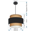 Ver imagem 2 de Lustre para Sala de Jantar Vivare Md-4392 Cúpula em Tecido 40cm Lustres Vivare Palha-preto-palha Biv