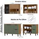 Ver imagem 2 de Cozinha Modulada Completa MDF 6 Peças Lombardia com Portas de Vidro - cor Freijó Jade