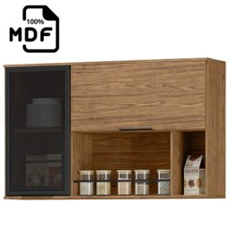 Cozinha Modulada Completa MDF 6 Peças Lombardia com Portas de Vidro - cor Freijó Jade - 8