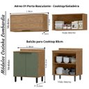 Ver imagem 3 de Cozinha Modulada Completa MDF 6 Peças Lombardia com Portas de Vidro - cor Freijó Jade