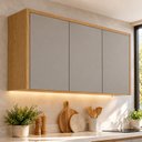 Ver imagem 1 de Armário Aéreo de Cozinha 120 cm 3 Portas 100% MDF Áurea Cinamomo/Fendi