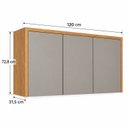 Ver imagem 4 de Armário Aéreo de Cozinha 120 cm 3 Portas 100% MDF Áurea Cinamomo/Fendi