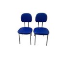 Ver imagem 1 de Kit 2 Cadeiras Palito Fixa para Recepção Igreja Recepção Sala de Espera Corano Azul