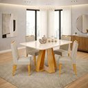 Ver imagem 2 de Conjunto Sala de Jantar Mesa Tampo em Vidro 1,20m Maria 4 Cadeiras Bel