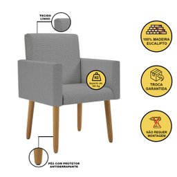 Poltrona Decorativa - Cadeira Escritório Linho Black Friday Cor:linho Grafite - 2