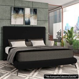 Cama Queen Base Box 158x198cm Pés de Ferro Cold P02 Veludo Preto - Mpozenato - 2